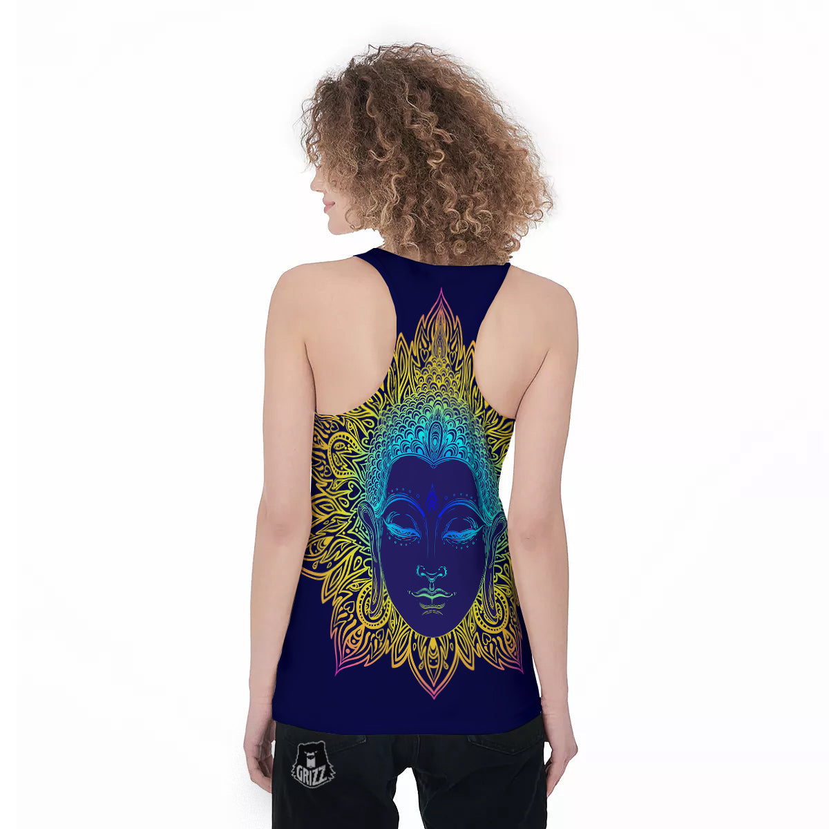 Mandala Buddha Colorful Print Women's Racerback Tank Top-grizzshop