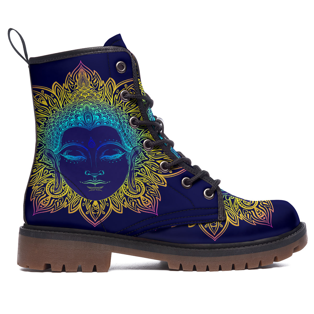 Mandala Buddha Colorful Print Work Boots-grizzshop