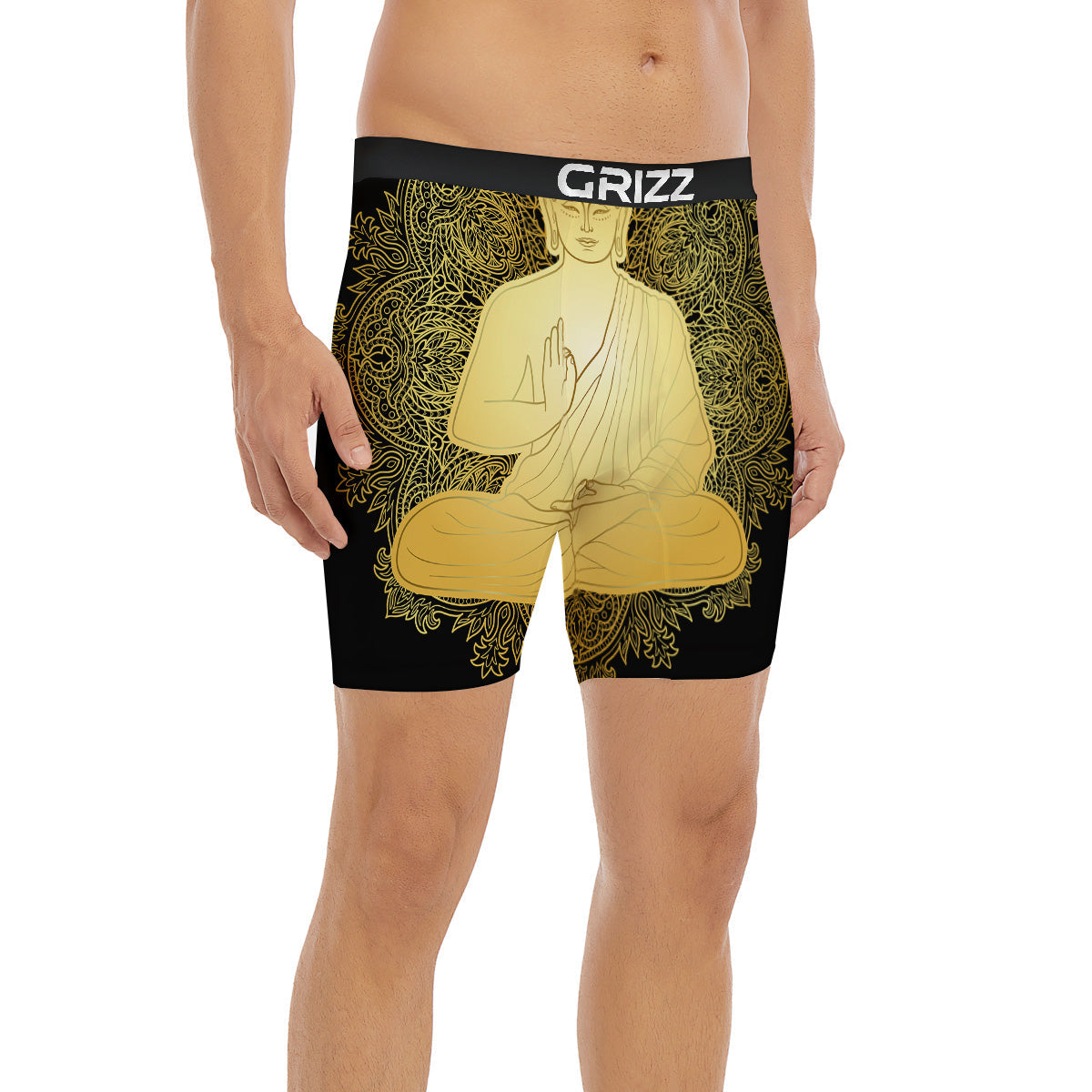 Mandala Buddha Statue Print Boxer Briefs-grizzshop