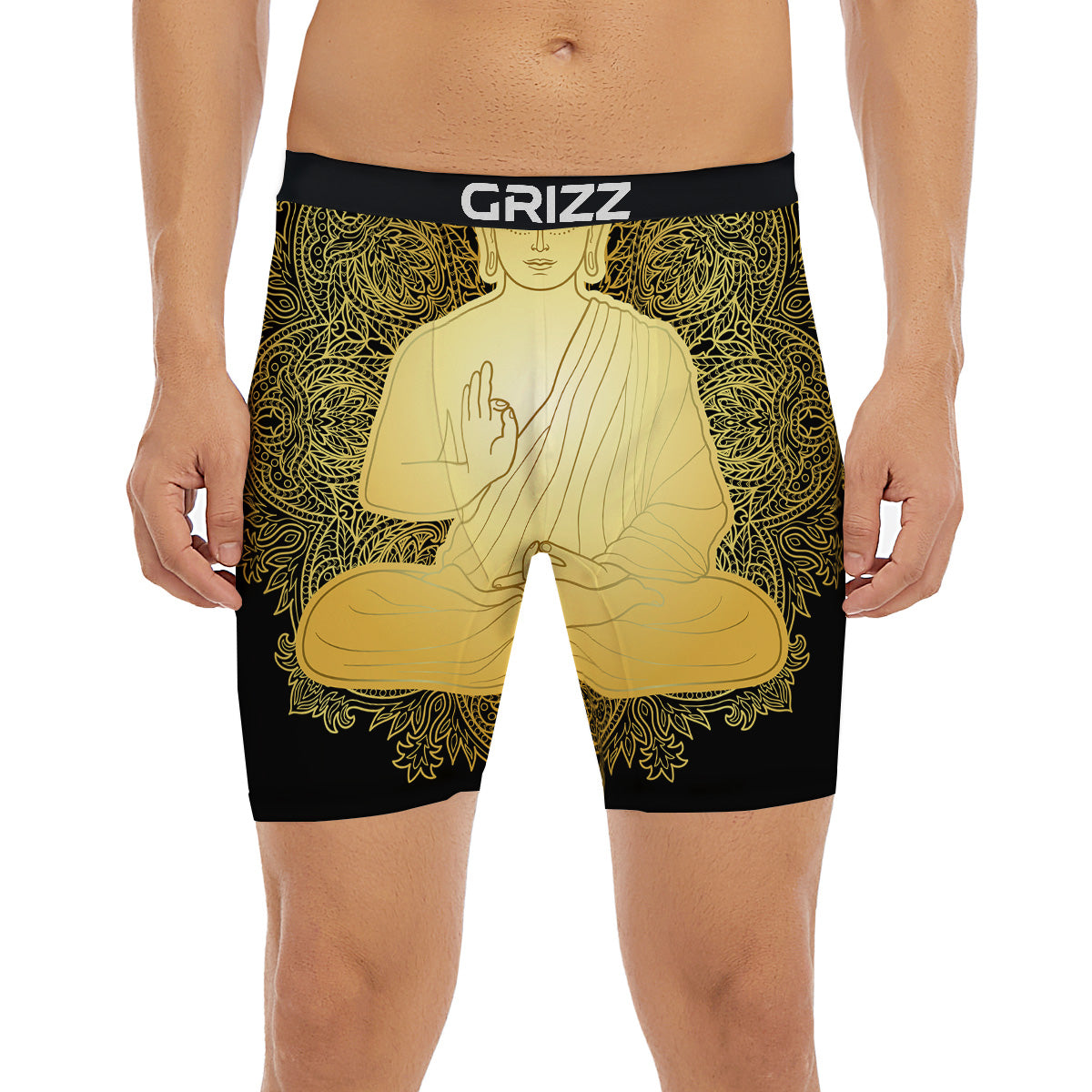 Mandala Buddha Statue Print Boxer Briefs-grizzshop