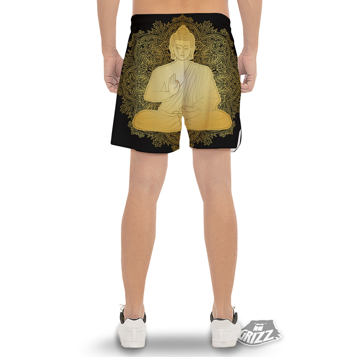 Mandala Buddha Statue Print Men's Gym Shorts-grizzshop