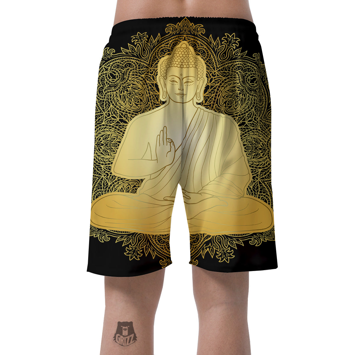 Mandala Buddha Statue Print Men's Shorts-grizzshop