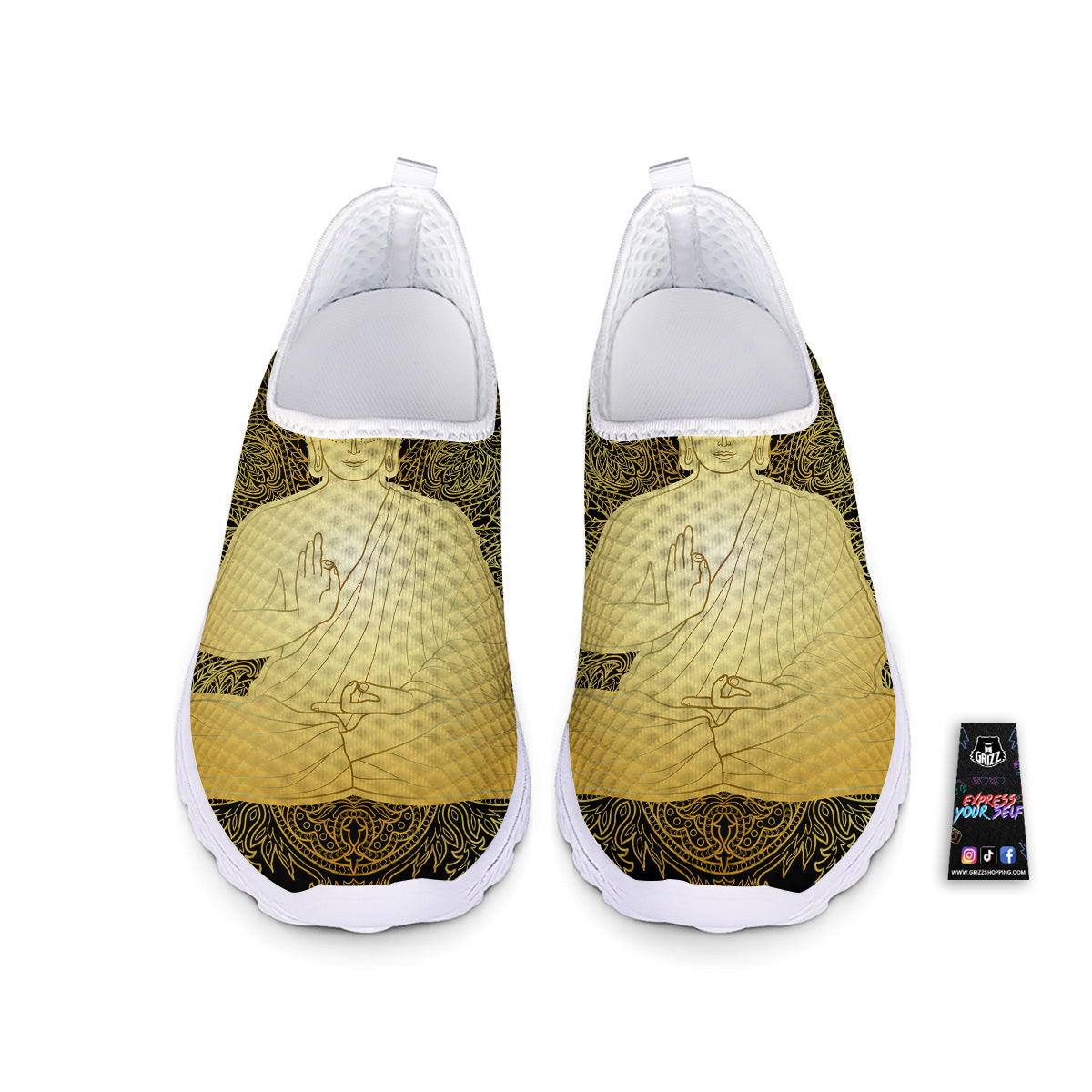 Mandala Buddha Statue Print Nurse Shoes-grizzshop