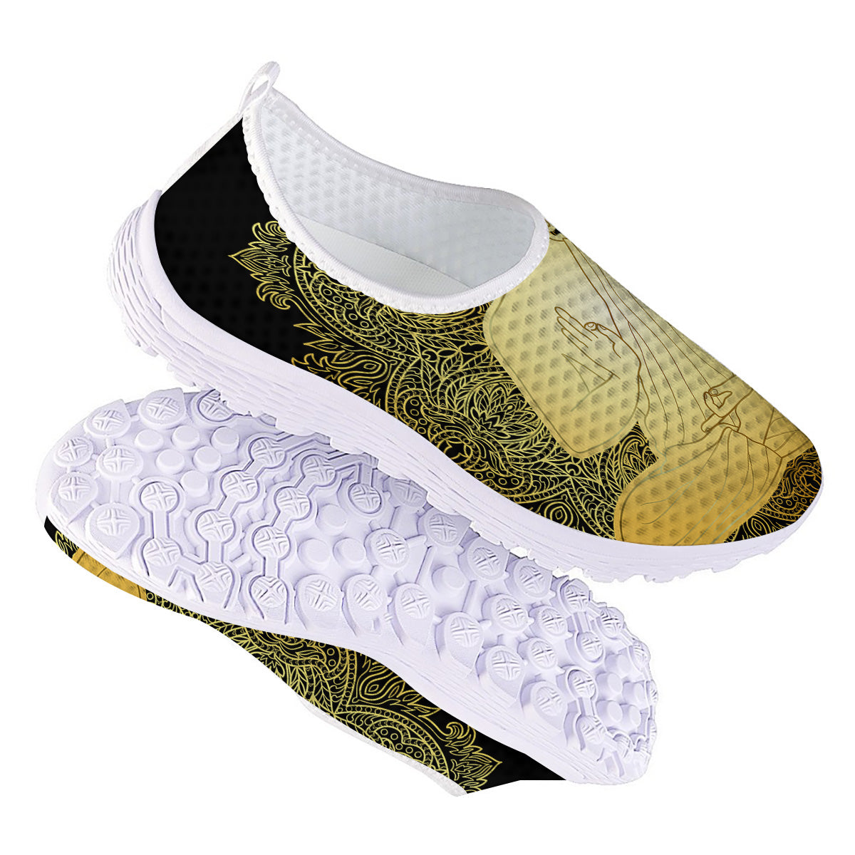 Mandala Buddha Statue Print Nurse Shoes-grizzshop