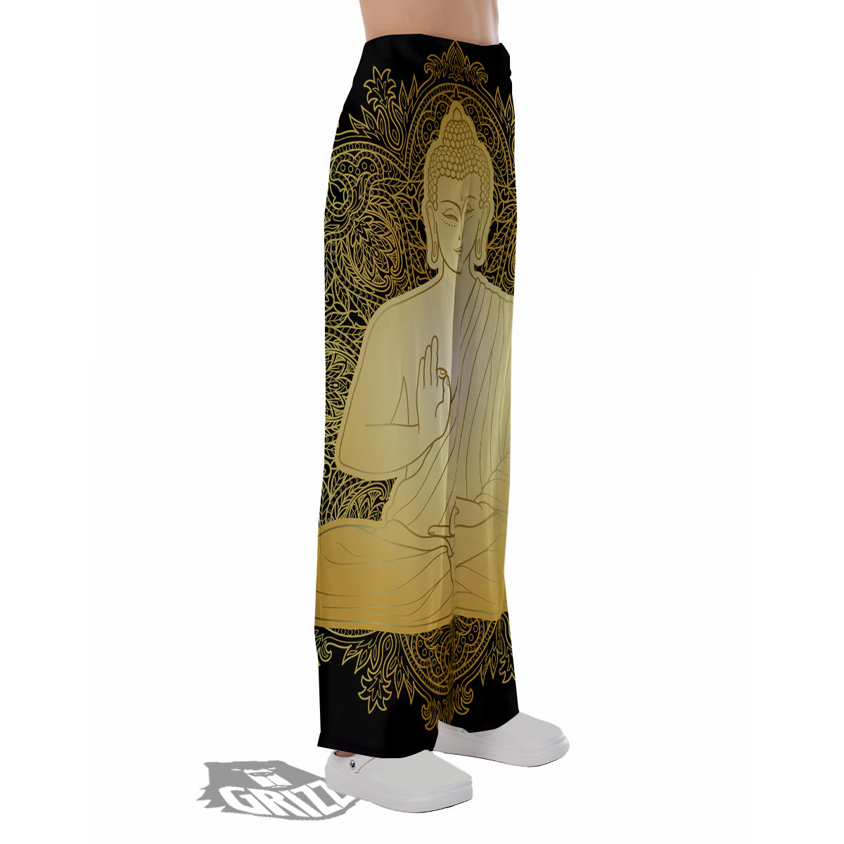Mandala Buddha Statue Print Pajama Pants-grizzshop