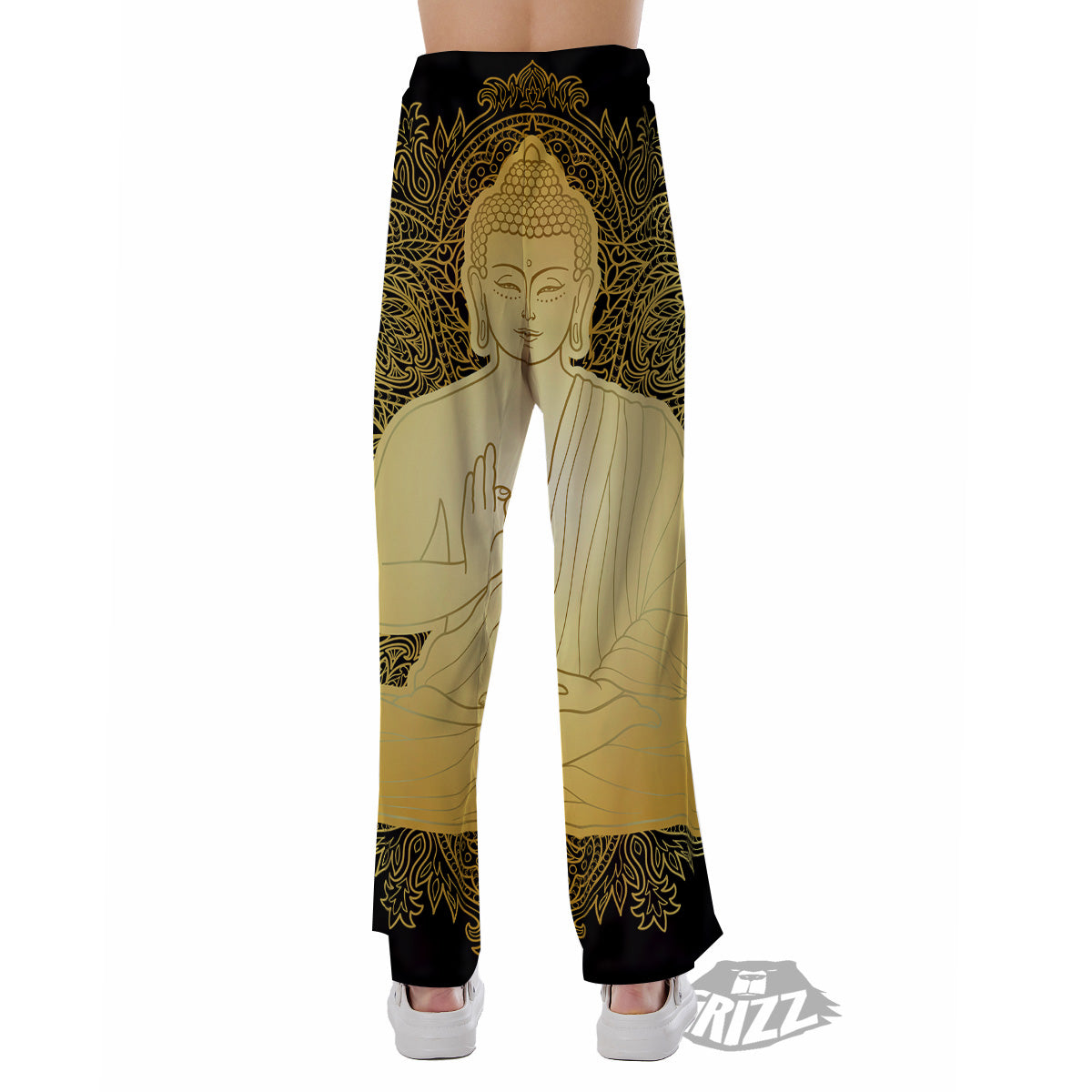 Mandala Buddha Statue Print Pajama Pants-grizzshop