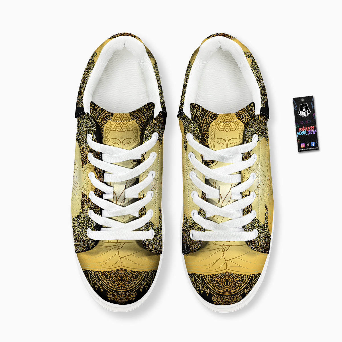 Mandala Buddha Statue Print Platform Shoes-grizzshop