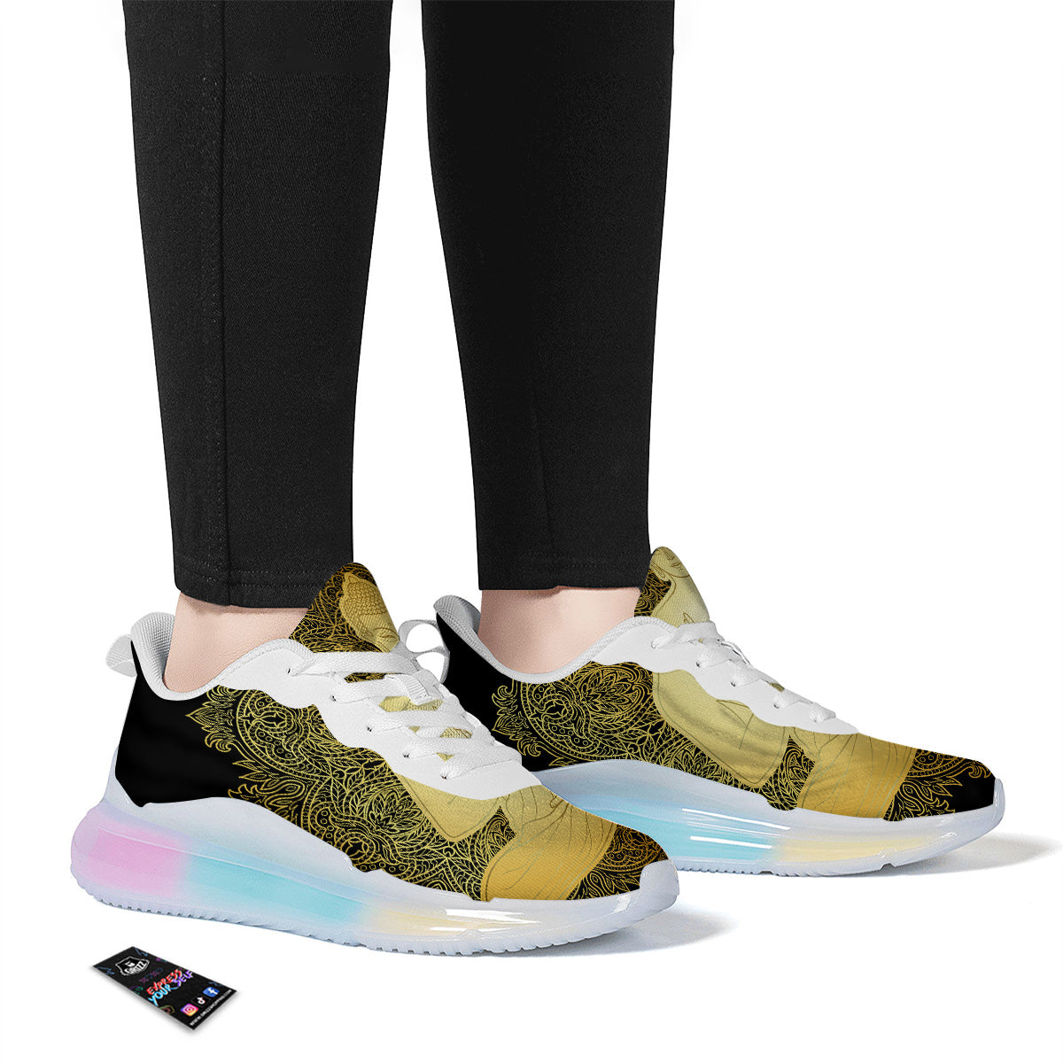 Mandala Buddha Statue Print Running Sneakers-grizzshop