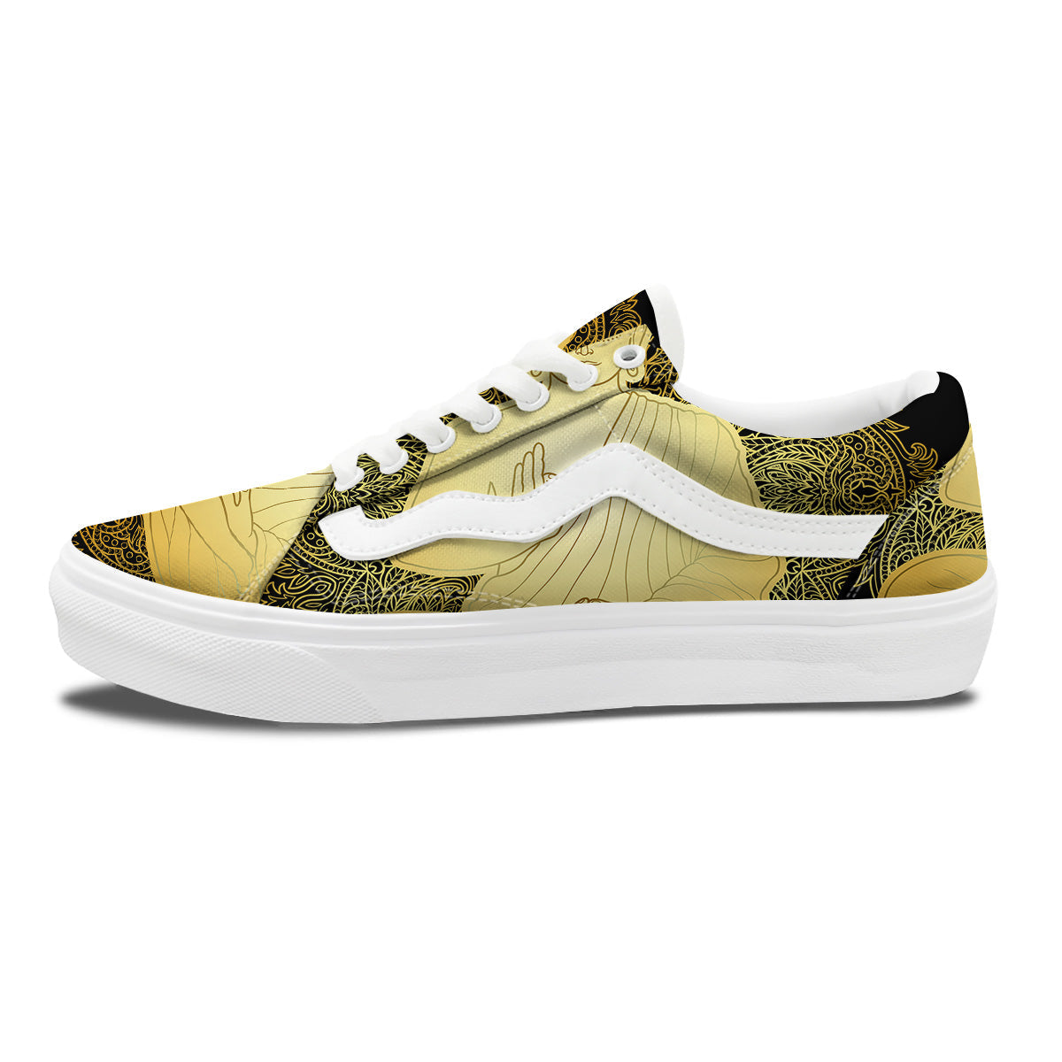 Mandala Buddha Statue Print Skate Shoes-grizzshop