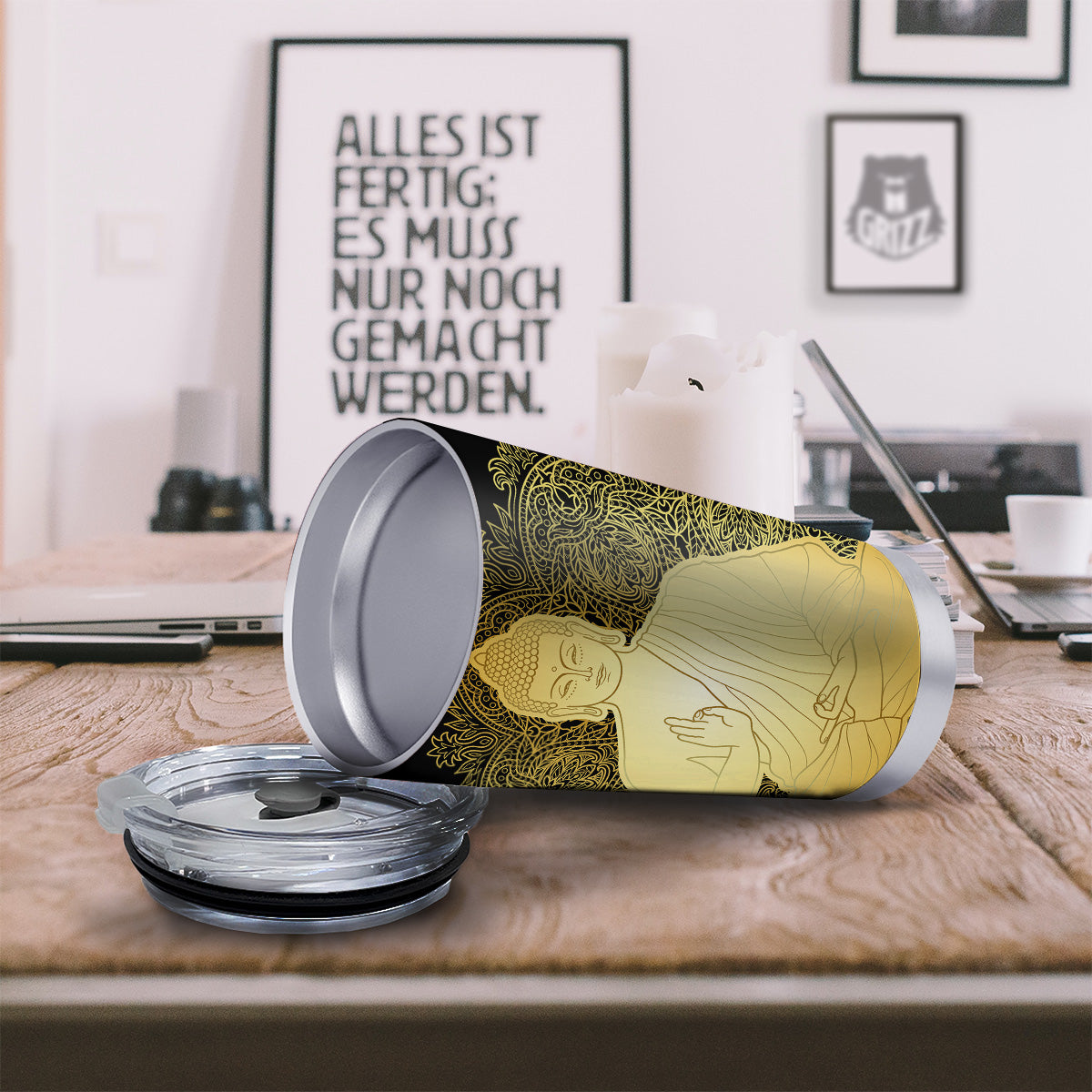 Mandala Buddha Statue Print Tumbler-grizzshop