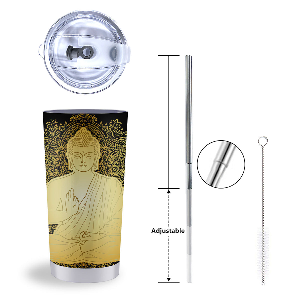 Mandala Buddha Statue Print Tumbler-grizzshop