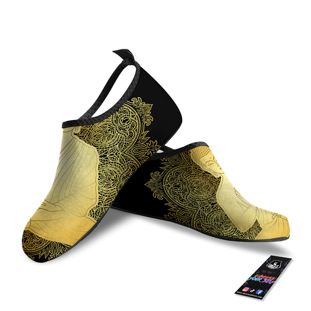 Mandala Buddha Statue Print Water Shoes-grizzshop