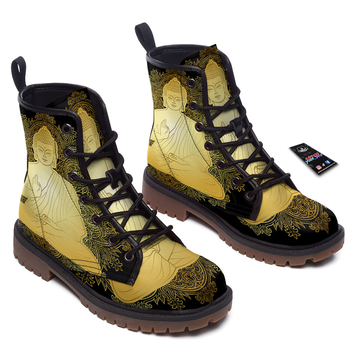 Mandala Buddha Statue Print Work Boots-grizzshop