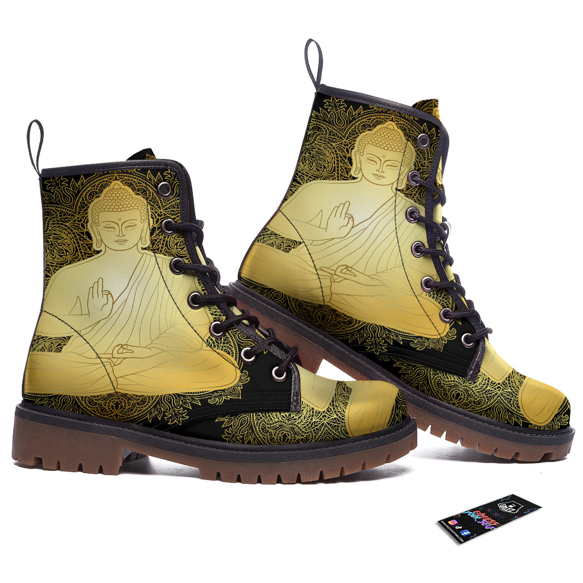 Mandala Buddha Statue Print Work Boots-grizzshop