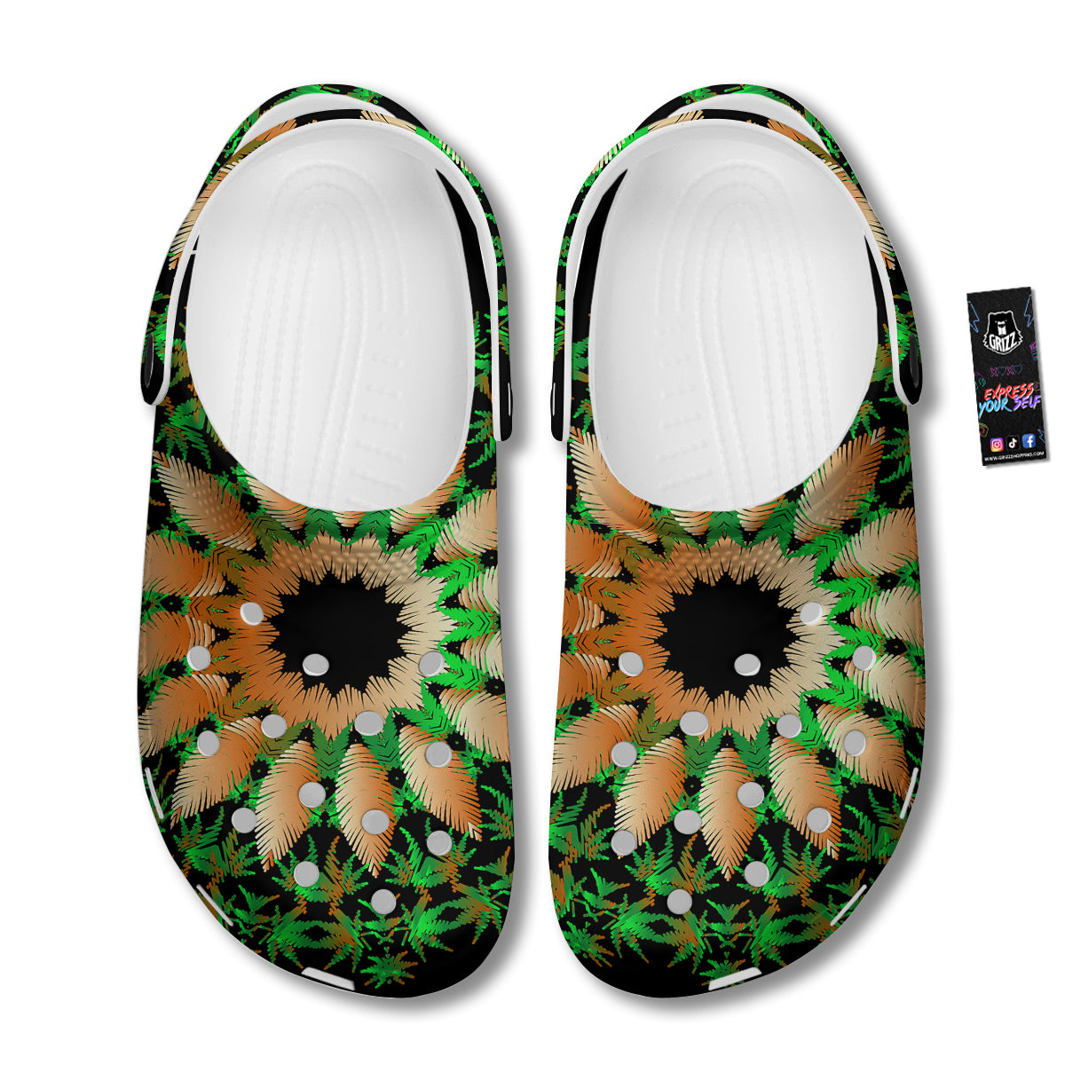 Mandala Cannabis Leaf Print Clog-grizzshop