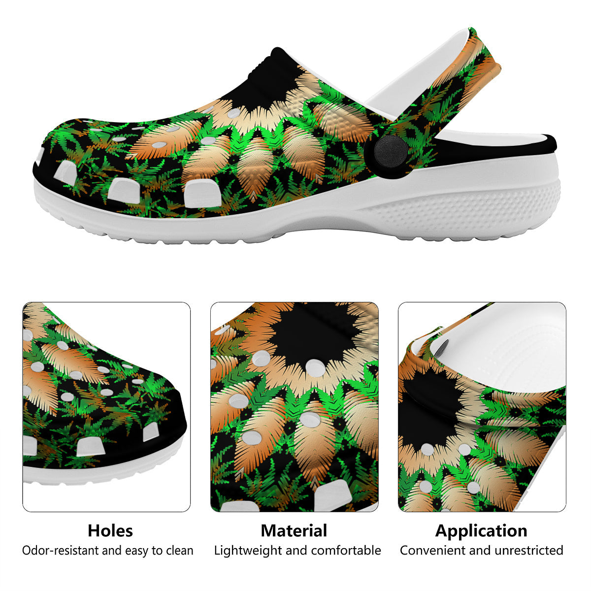 Mandala Cannabis Leaf Print Clog-grizzshop
