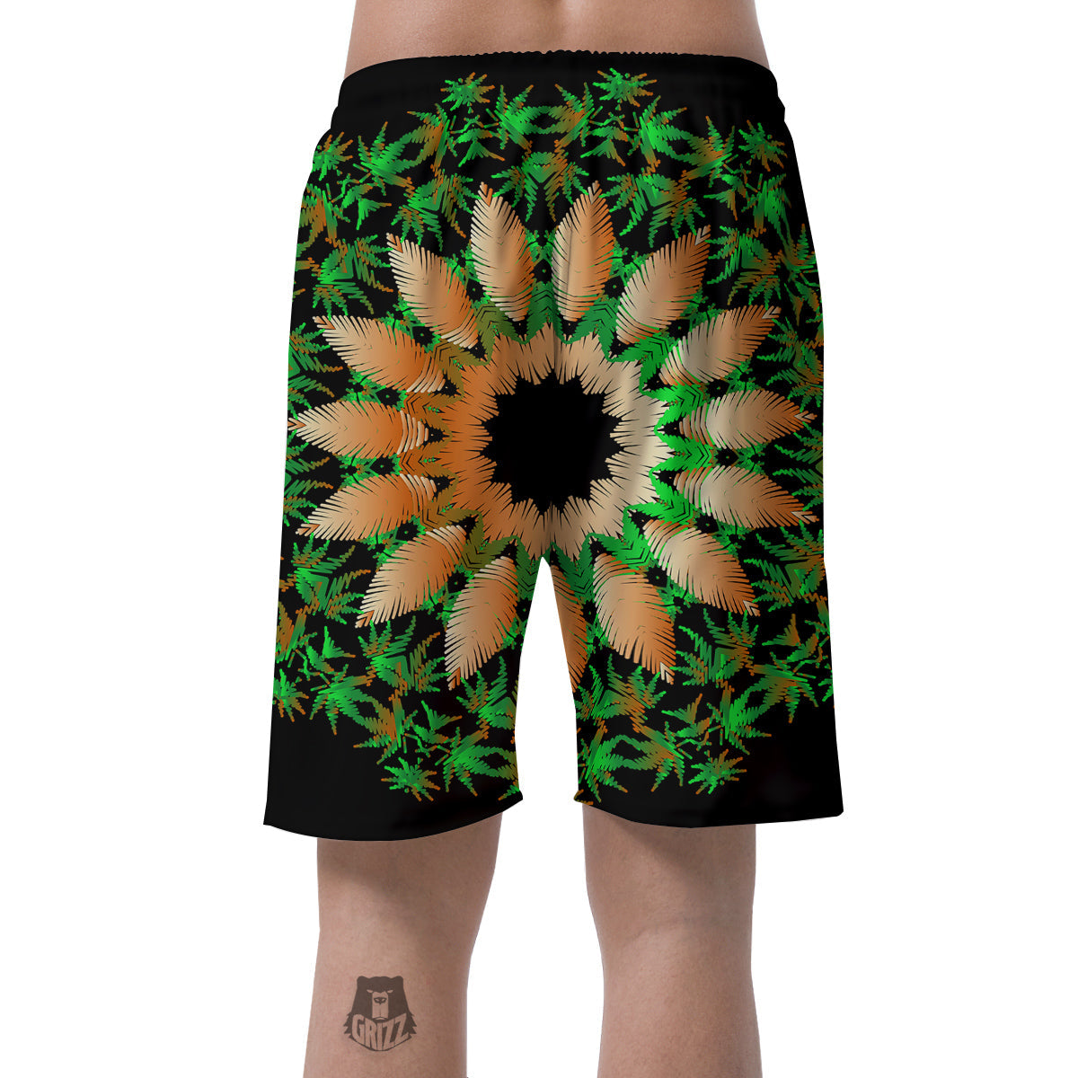Mandala Cannabis Leaf Print Men's Shorts-grizzshop