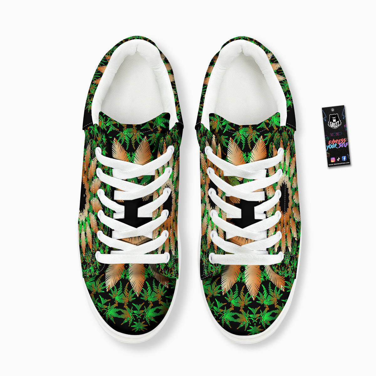 Mandala Cannabis Leaf Print Platform Shoes-grizzshop