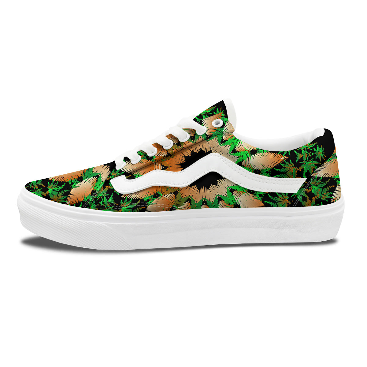 Mandala Cannabis Leaf Print Skate Shoes-grizzshop
