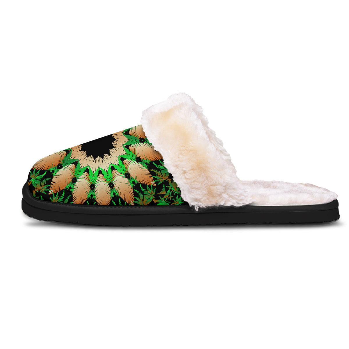 Mandala Cannabis Leaf Print Slippers-grizzshop