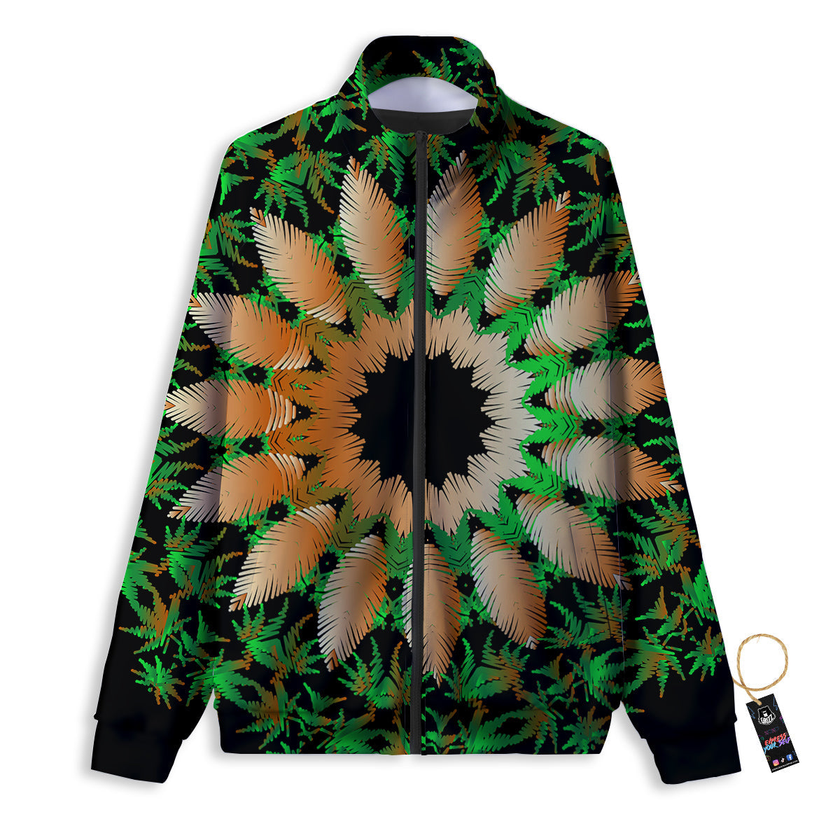 Mandala Cannabis Leaf Print Track Jacket-grizzshop