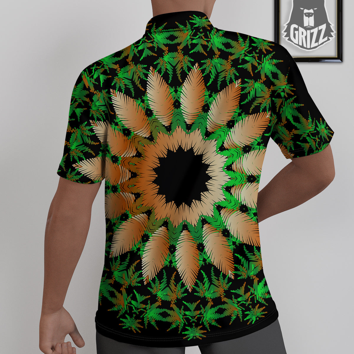 Mandala Cannabis Leaf Print Untucked Shirts-grizzshop