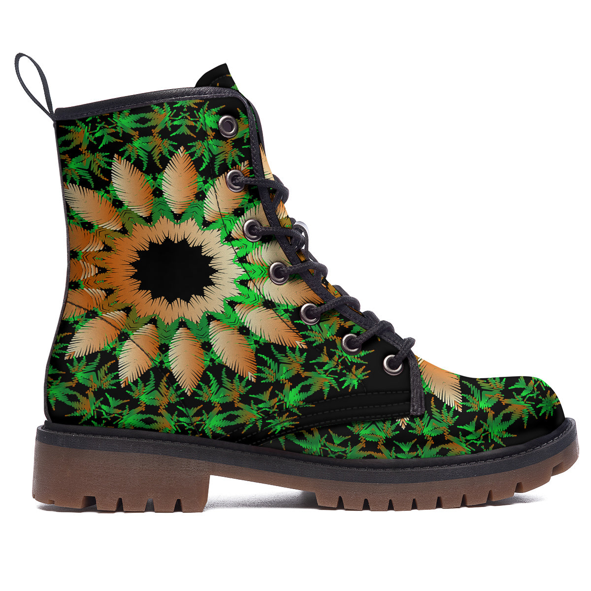 Mandala Cannabis Leaf Print Work Boots-grizzshop