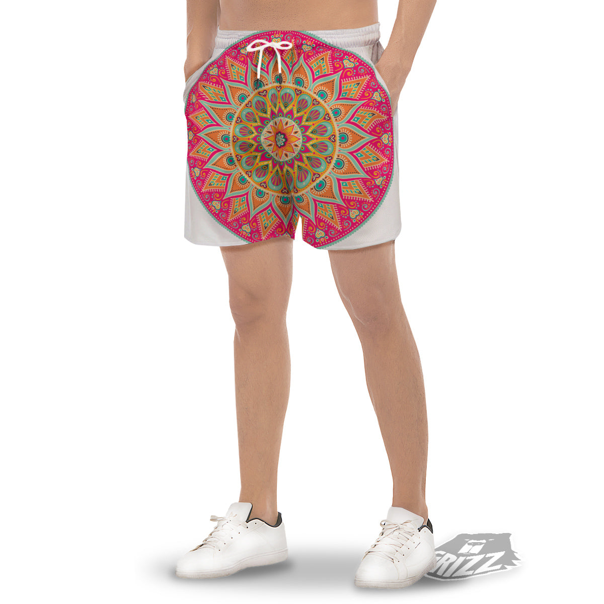 Mandala Circle Colorful Print Men's Gym Shorts-grizzshop