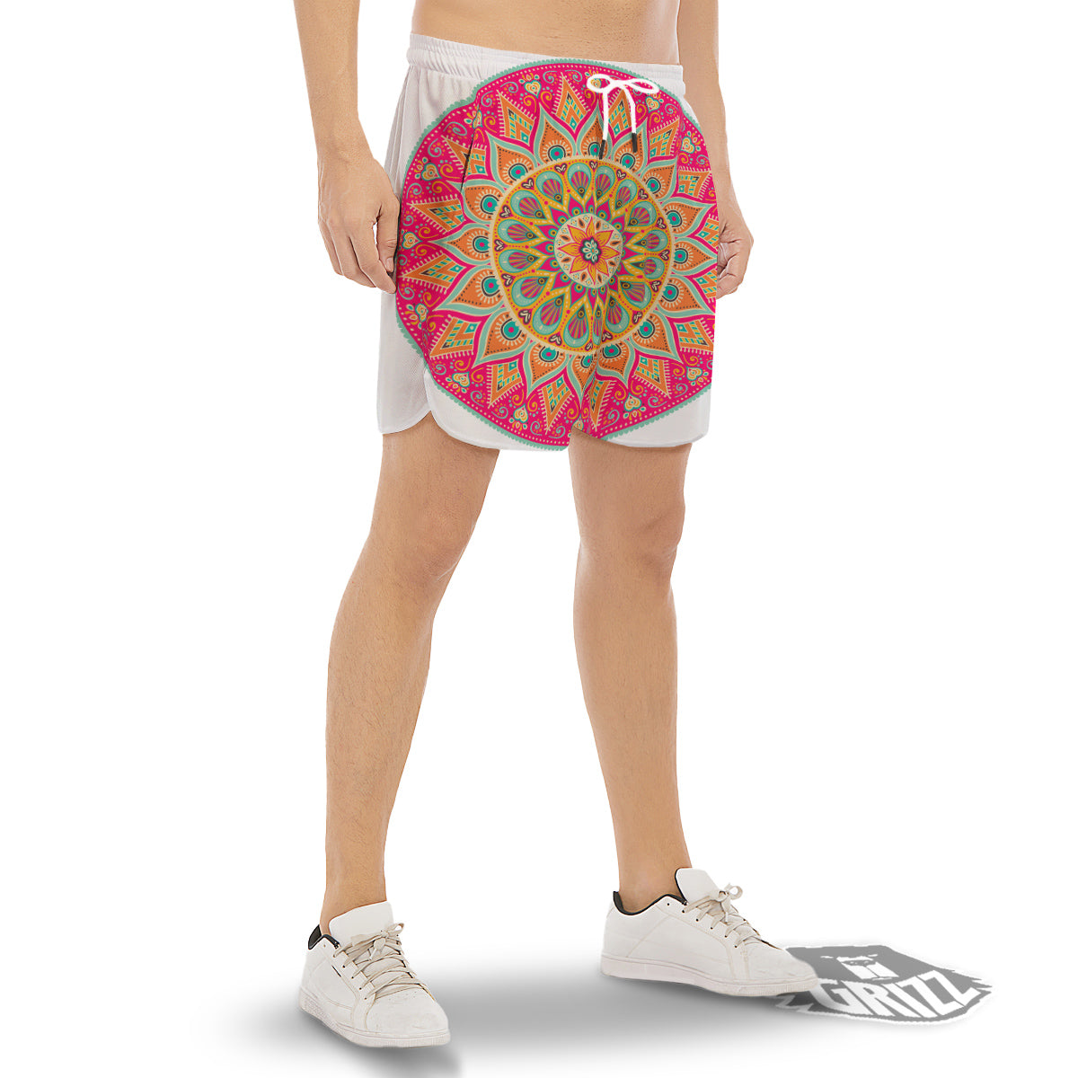 Mandala Circle Colorful Print Men's Gym Shorts-grizzshop