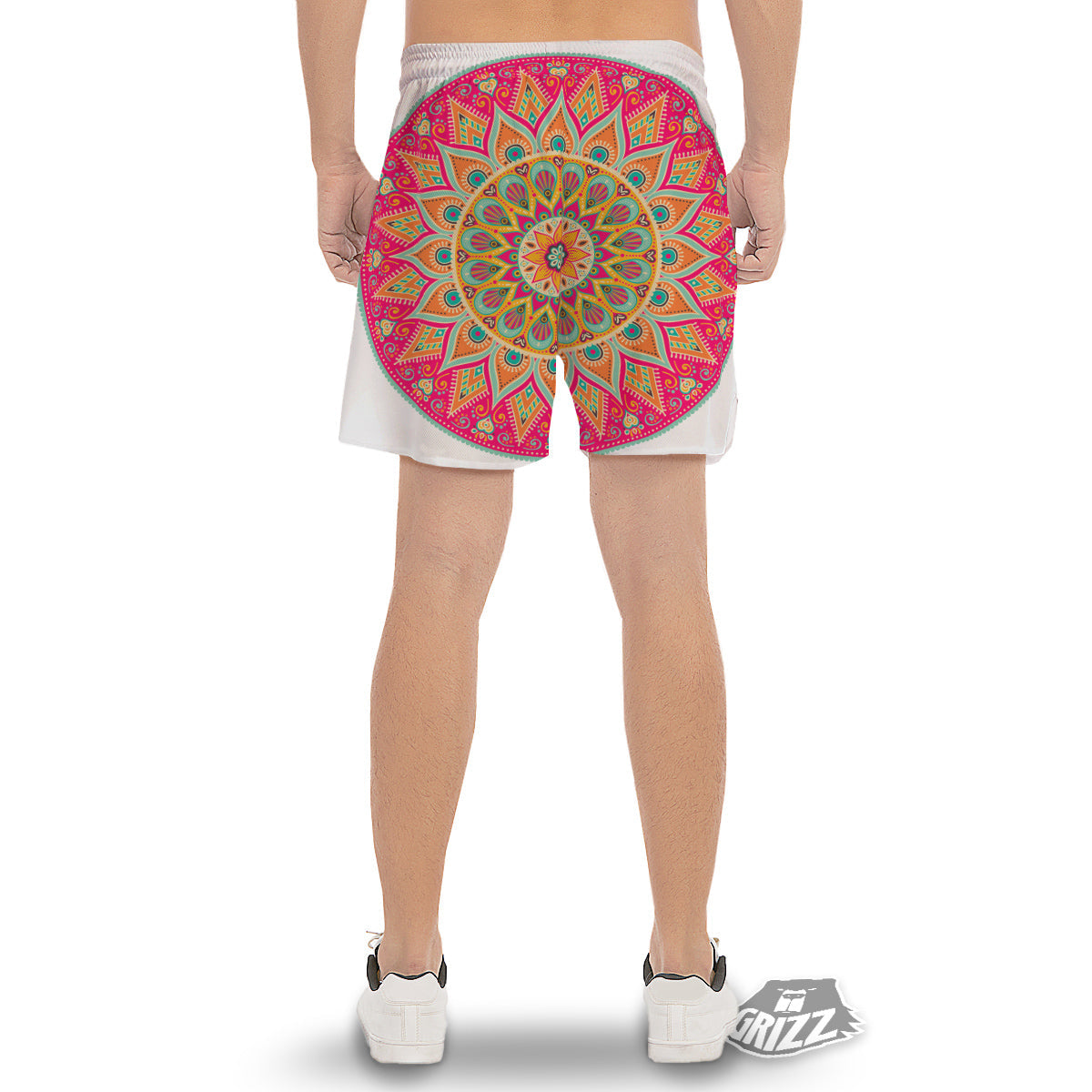 Mandala Circle Colorful Print Men's Gym Shorts-grizzshop