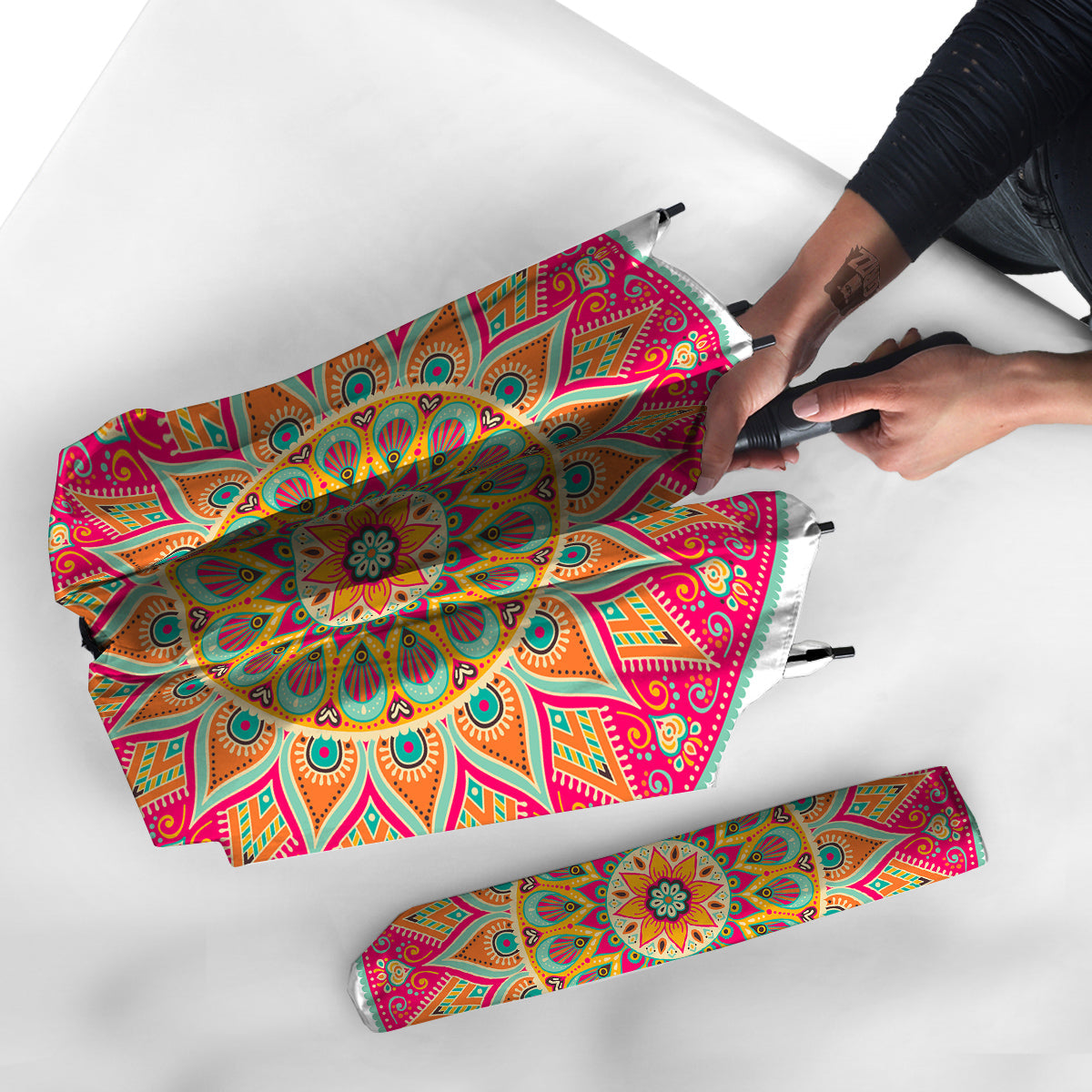Mandala Circle Colorful Print Umbrella-grizzshop