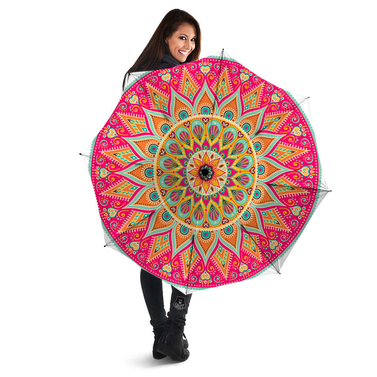Mandala Circle Colorful Print Umbrella-grizzshop