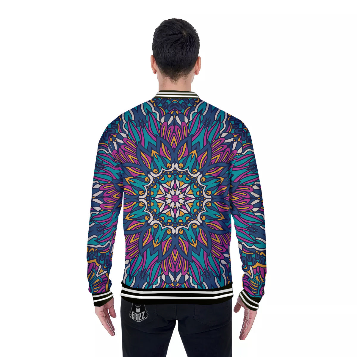 Mandala Coloful Print Baseball Jacket-grizzshop