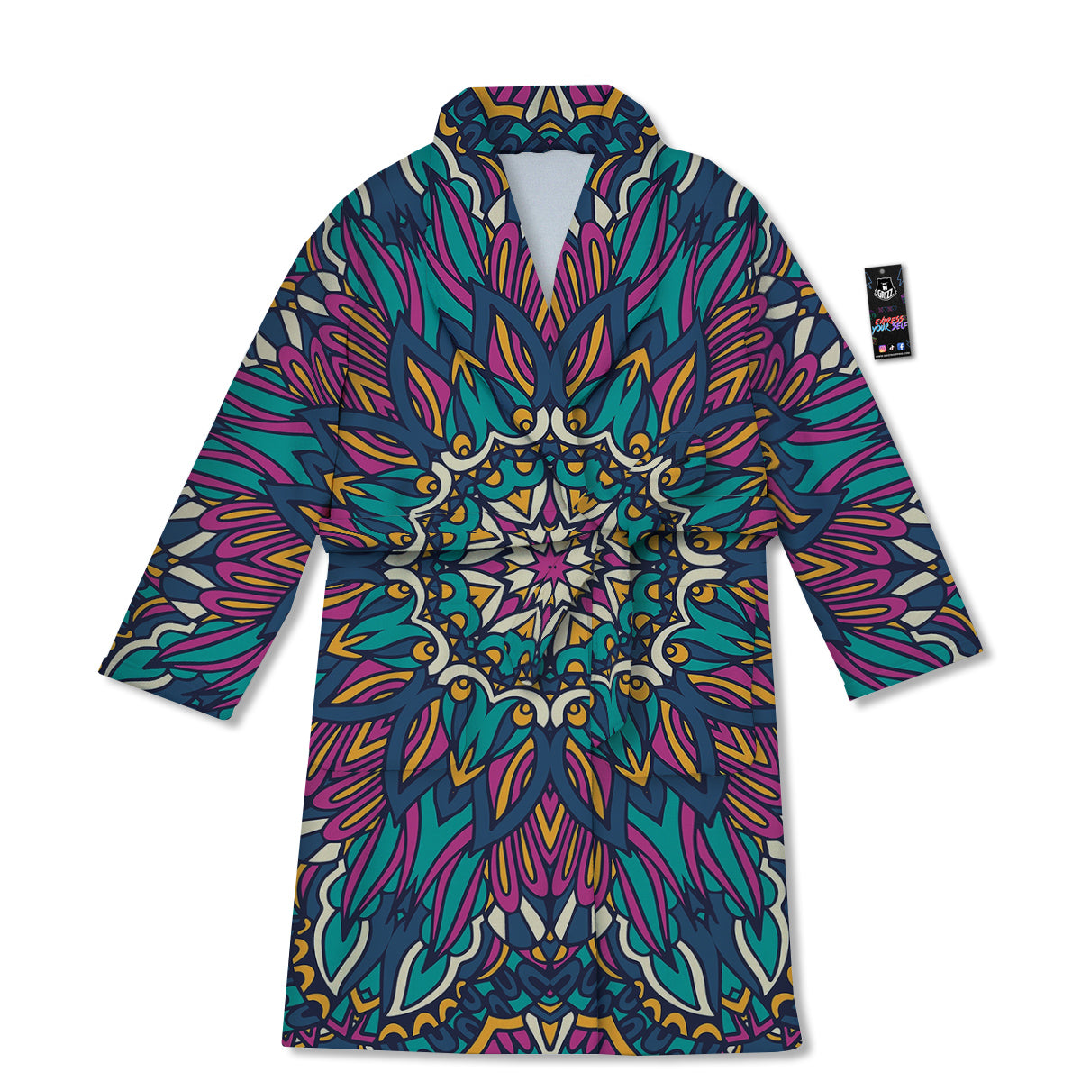 Mandala Coloful Print Bathrobe-grizzshop