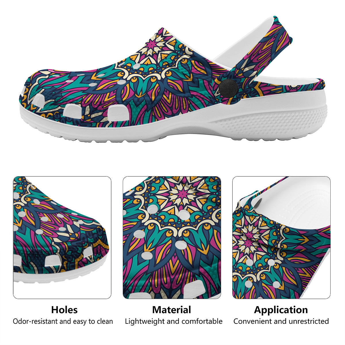 Mandala Coloful Print Clog-grizzshop