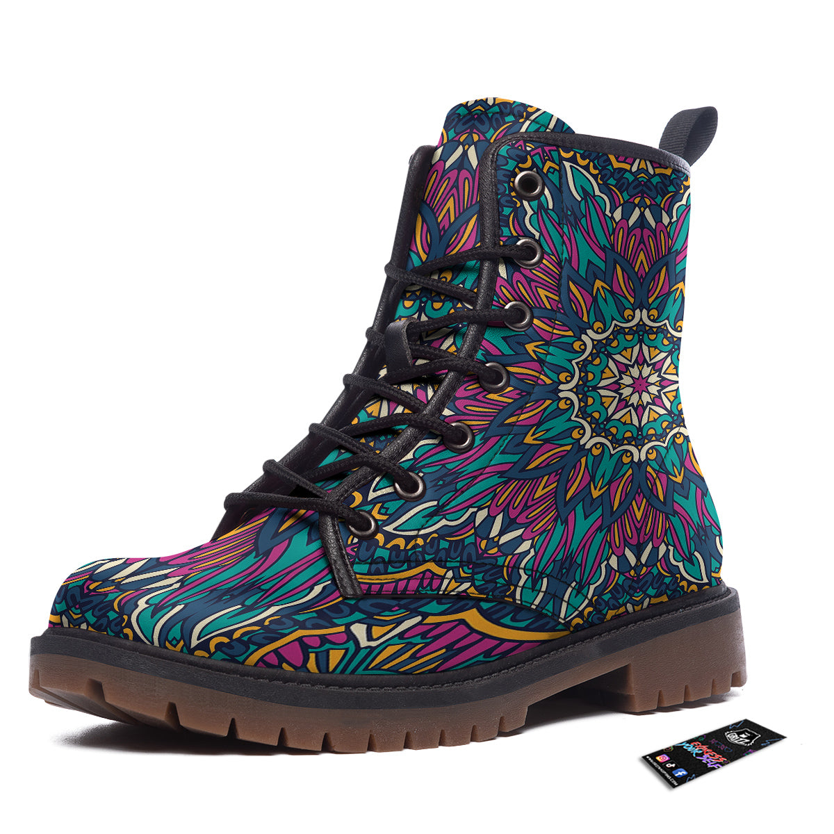 Mandala Coloful Print Work Boots-grizzshop