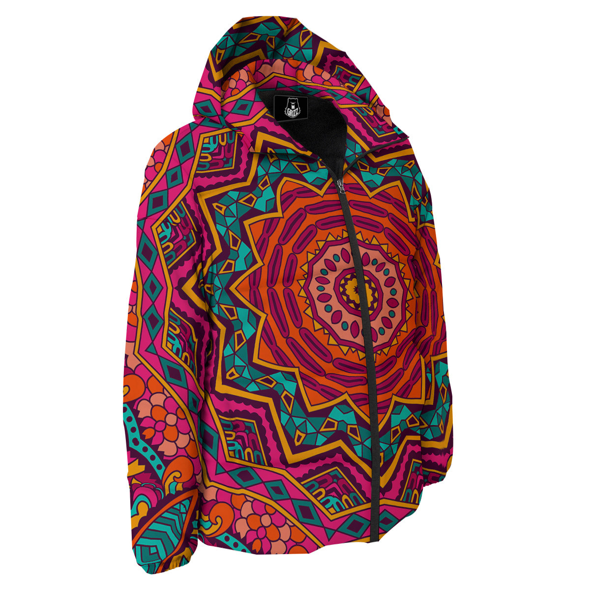 Mandala Colorful Print Down Jacket-grizzshop