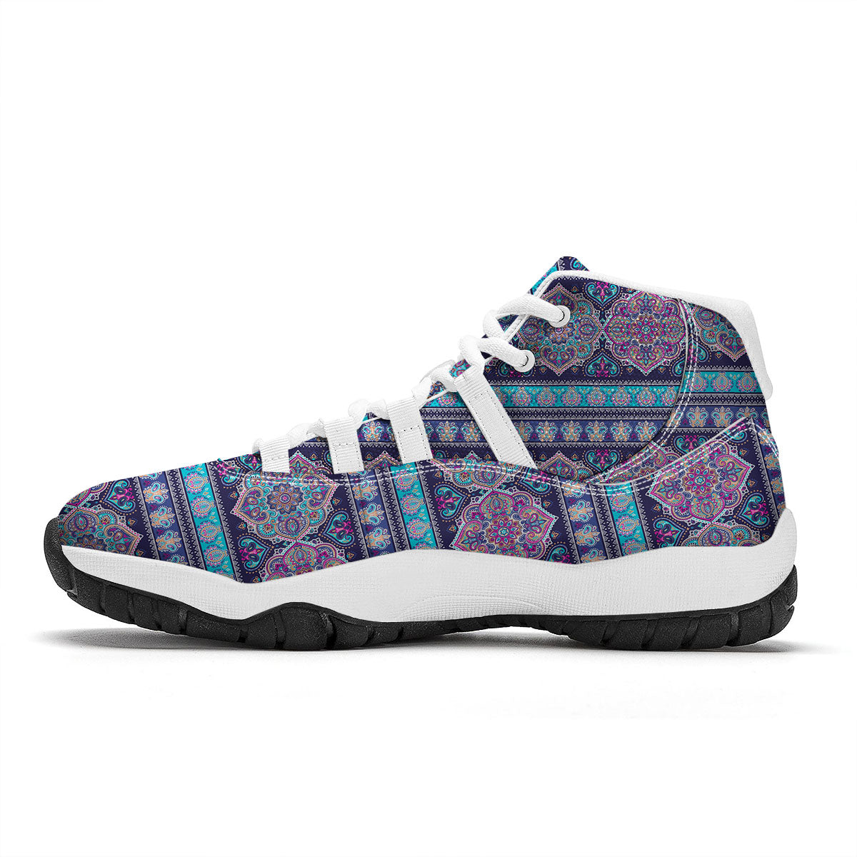 Mandala Ethnic Bohemian Print Pattern White Bball Shoes-grizzshop