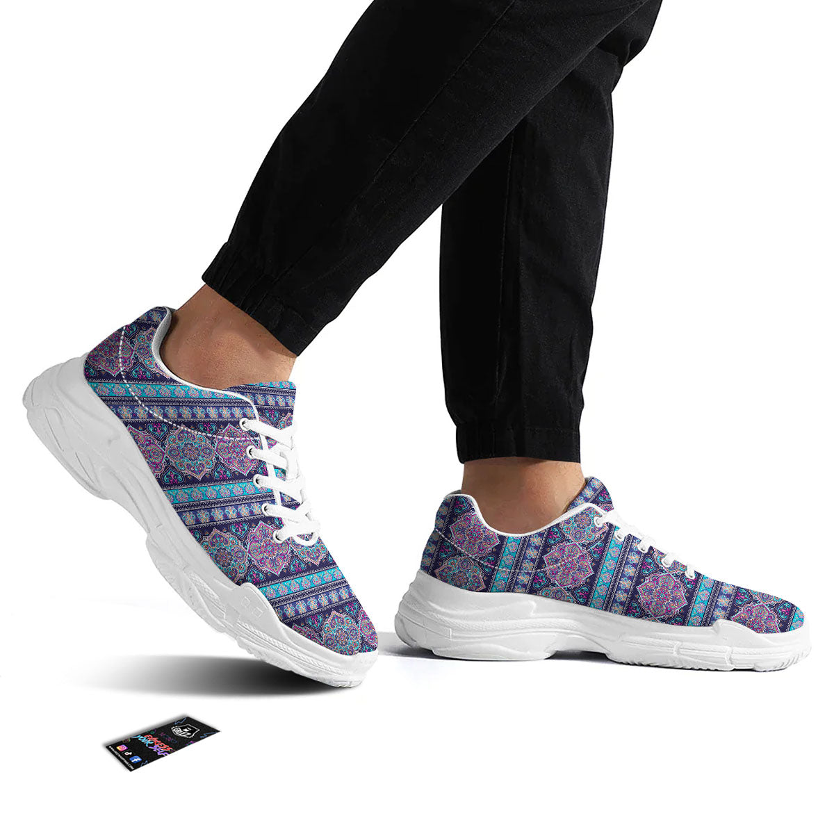 Mandala Ethnic Bohemian Print Pattern White Chunky Shoes-grizzshop