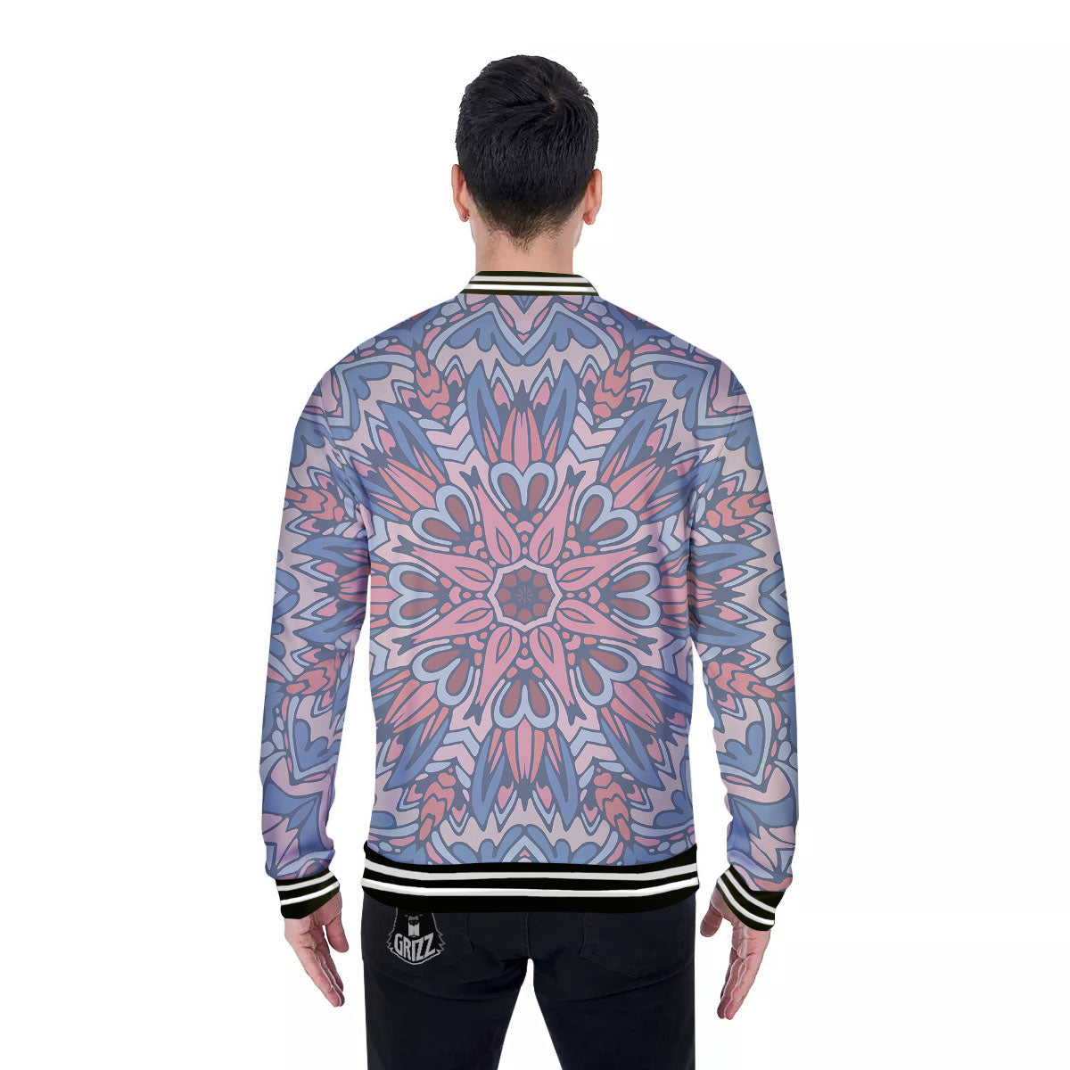 Mandala Ethnic Pastel Print Baseball Jacket-grizzshop