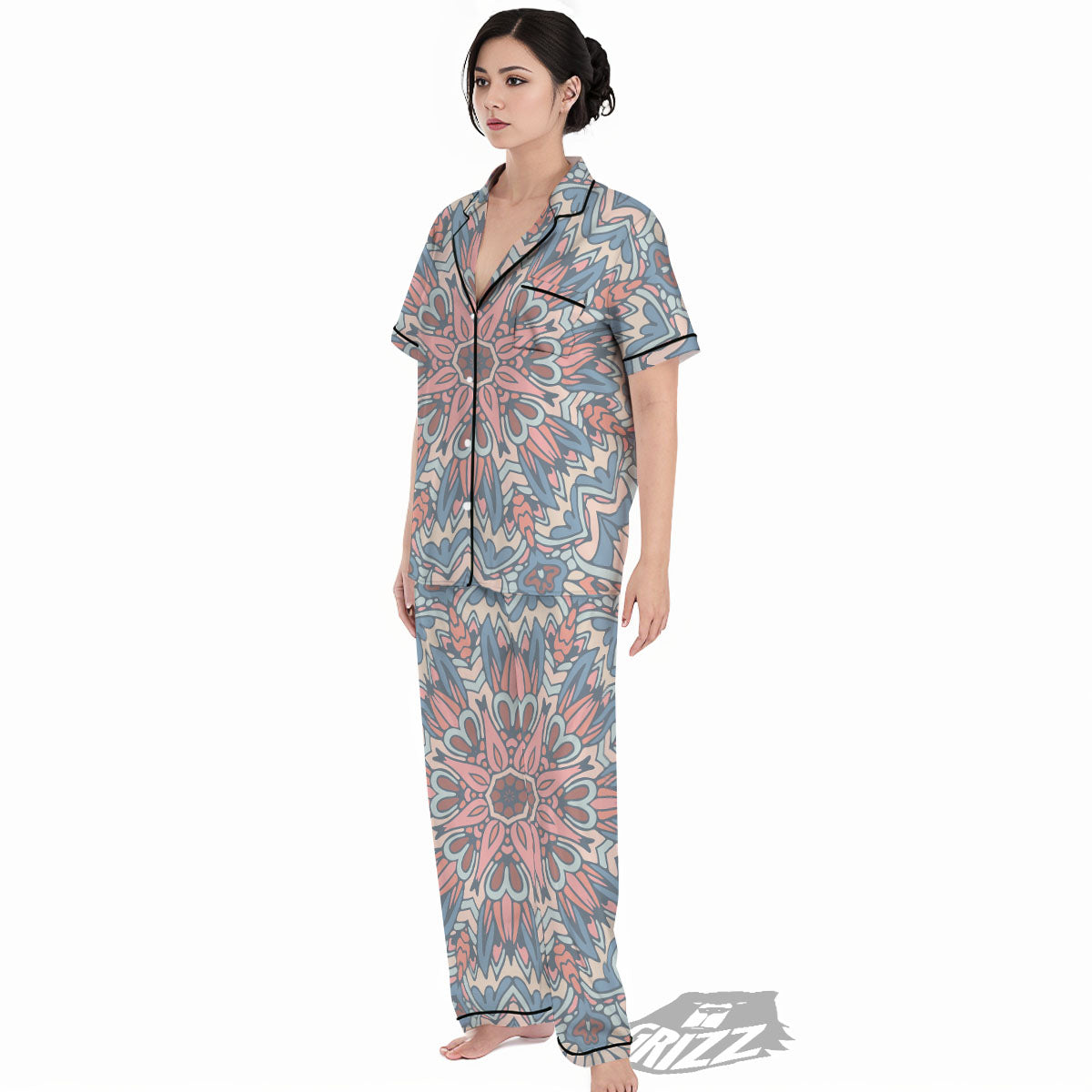 Mandala Ethnic Pastel Print Women's Pajamas Set-grizzshop