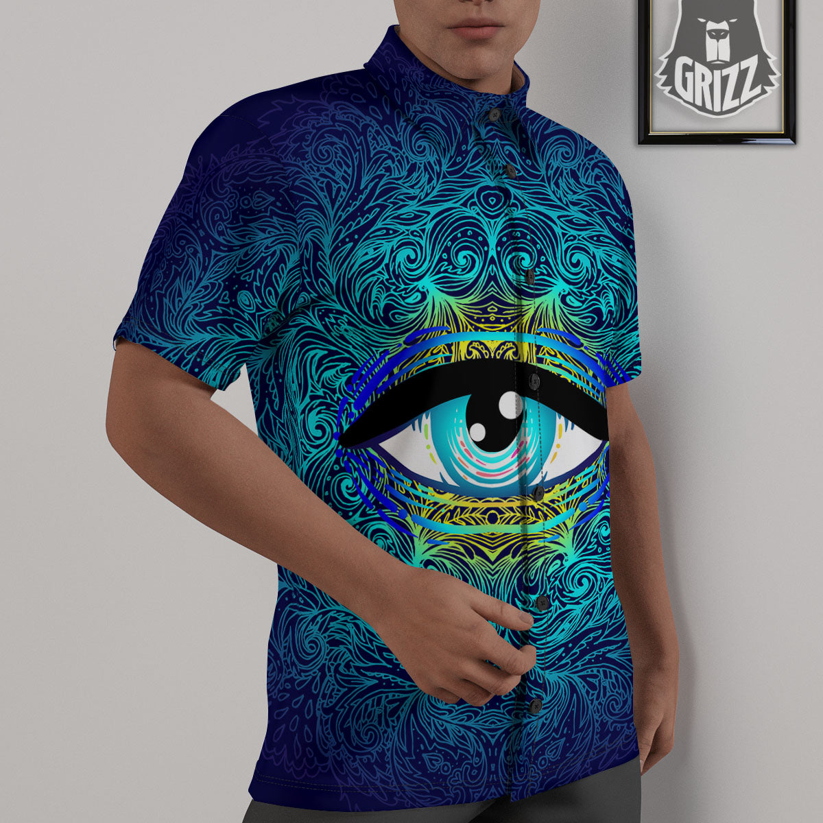 Mandala Eye Of Providence Print Untucked Shirts-grizzshop
