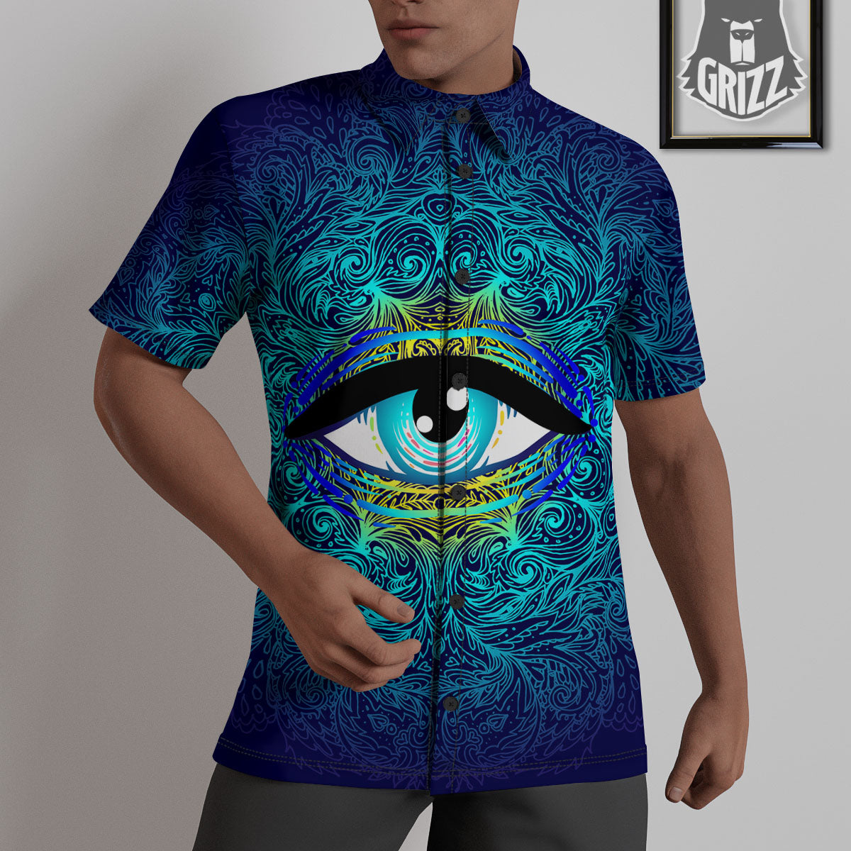Mandala Eye Of Providence Print Untucked Shirts-grizzshop