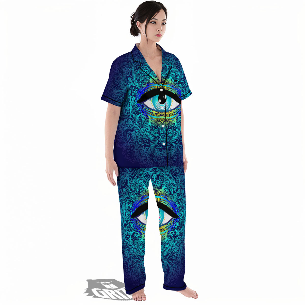 Mandala Eye Of Providence Print Women's Pajamas Set-grizzshop