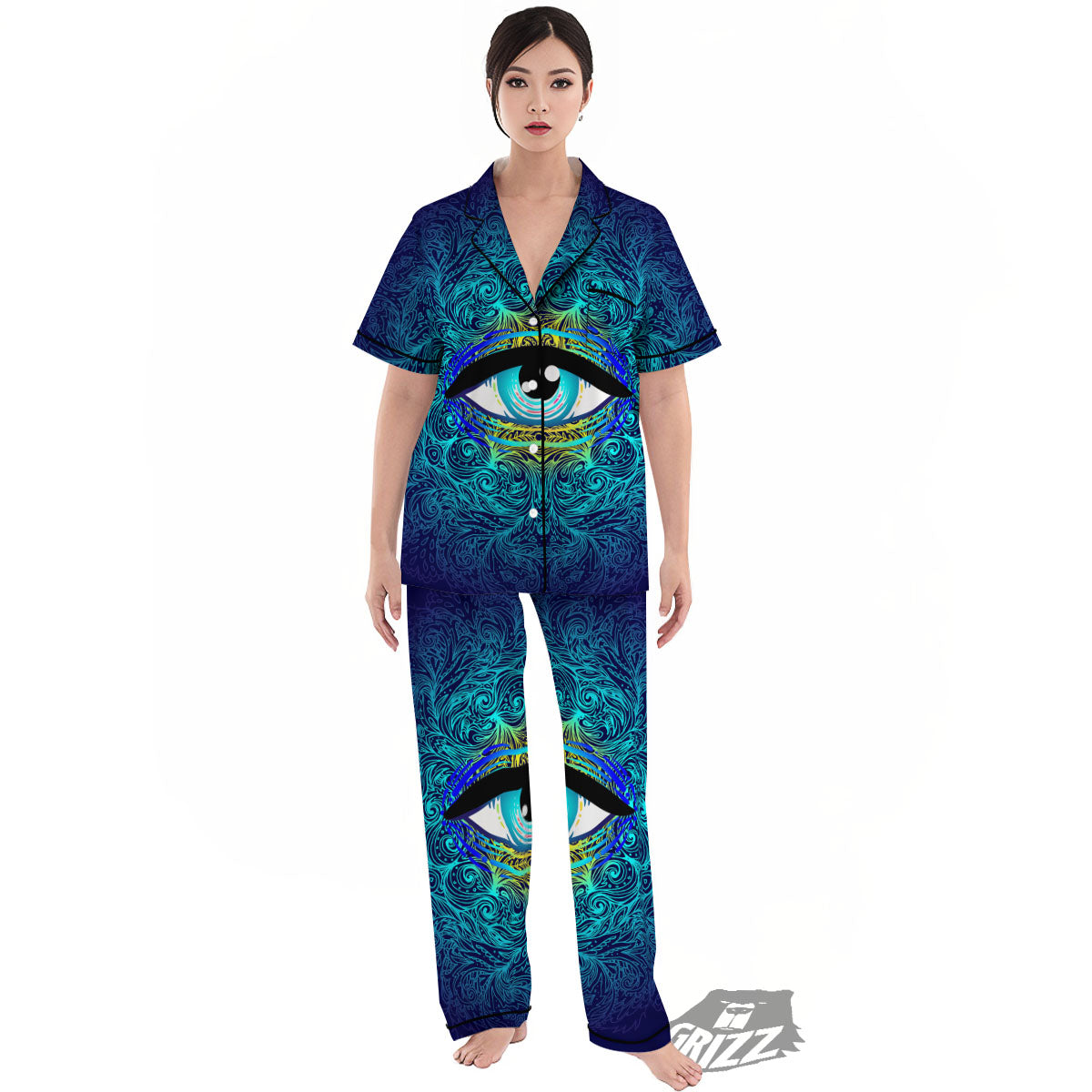 Mandala Eye Of Providence Print Women's Pajamas Set-grizzshop