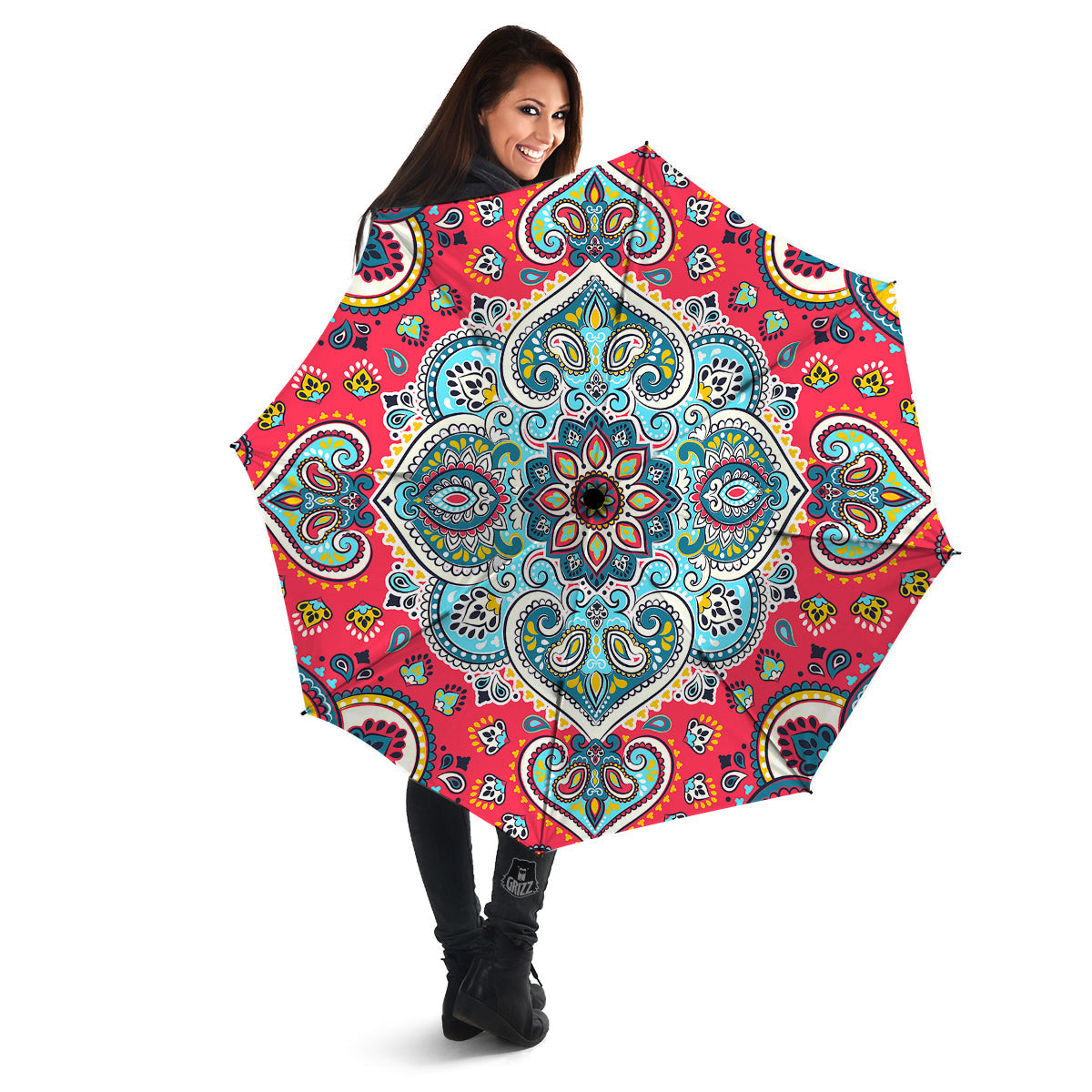 Mandala Floral Colorful Print Umbrella-grizzshop