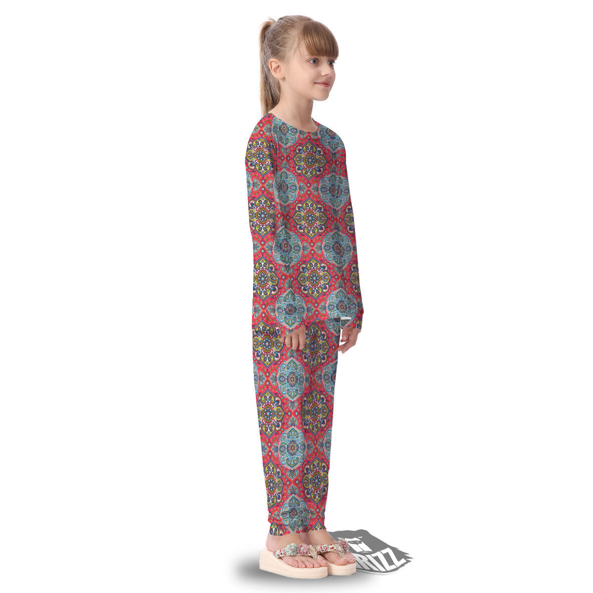 Mandala Floral Paisley Print Kid's Pajamas-grizzshop