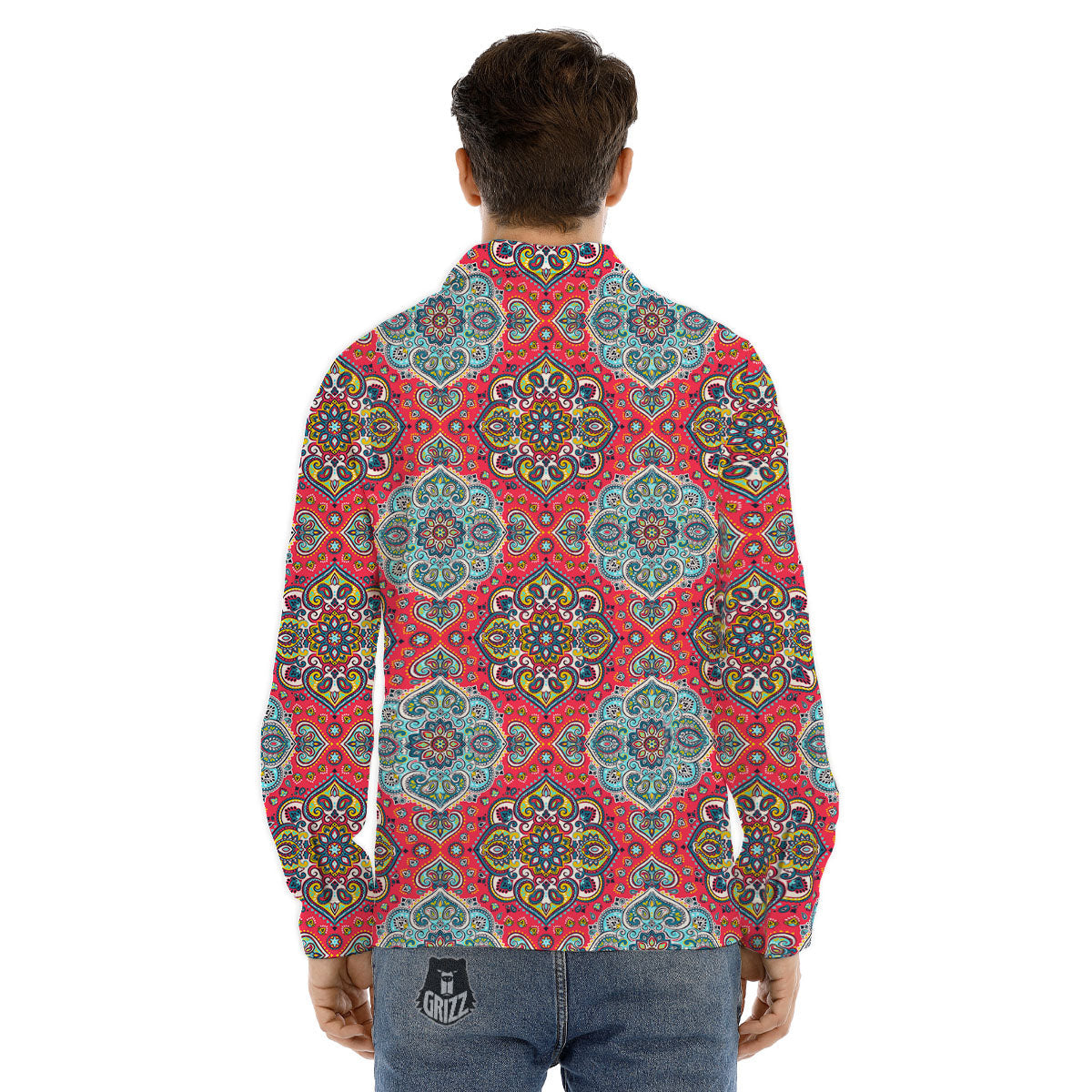 Mandala Floral Paisley Print Men's Dress Shirts-grizzshop