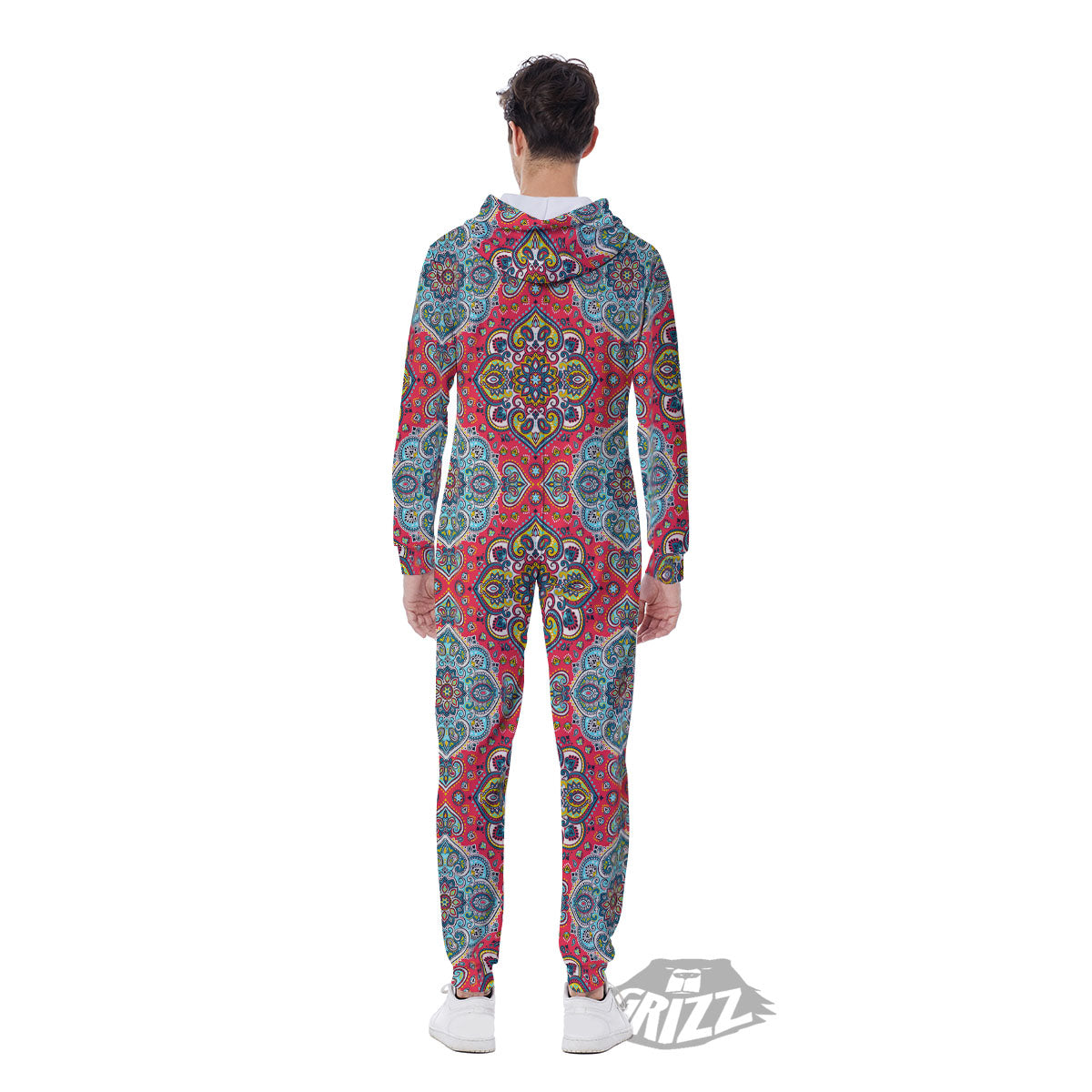 Mandala Floral Paisley Print Men's Jumpsuit-grizzshop