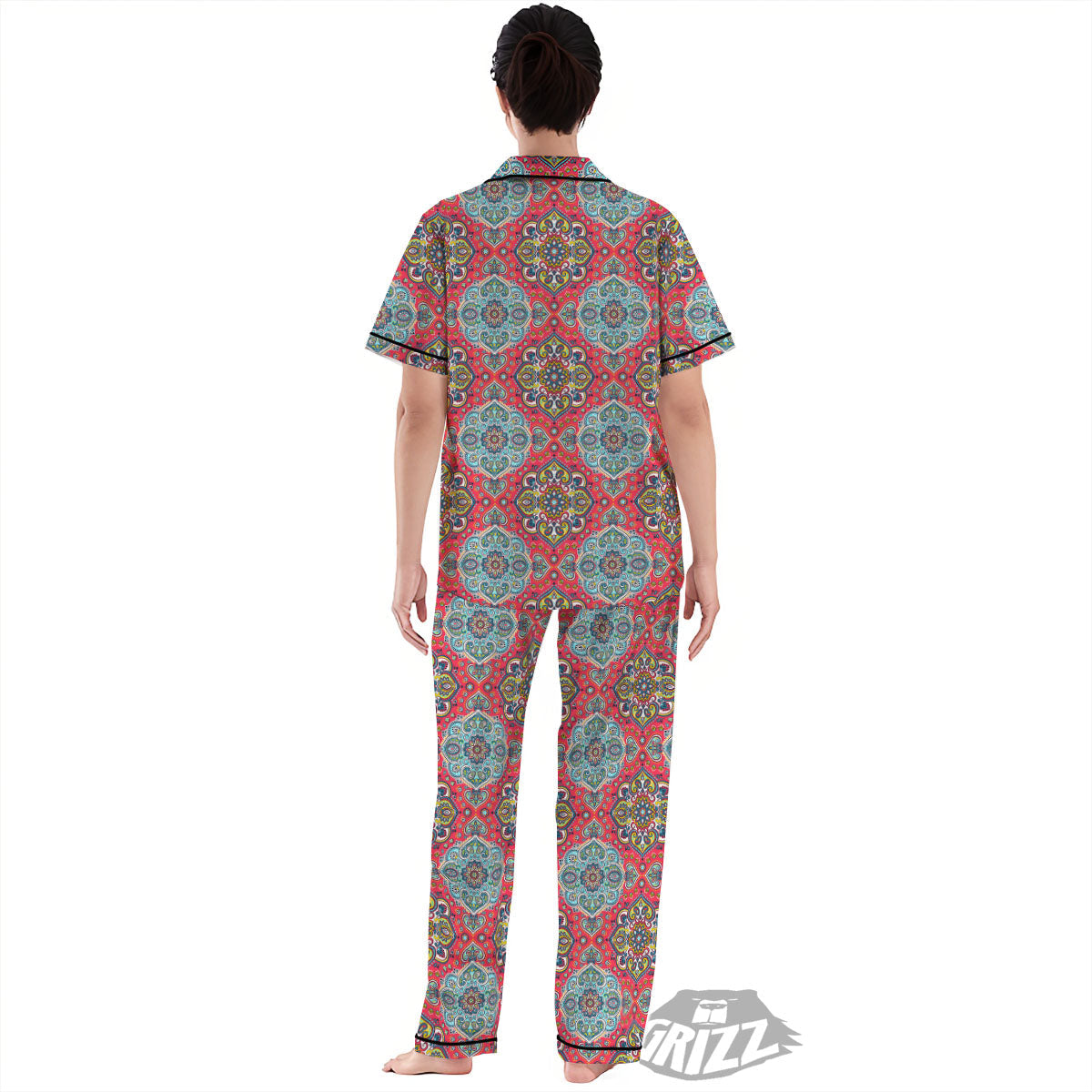 Mandala Floral Paisley Print Women's Pajamas Set-grizzshop